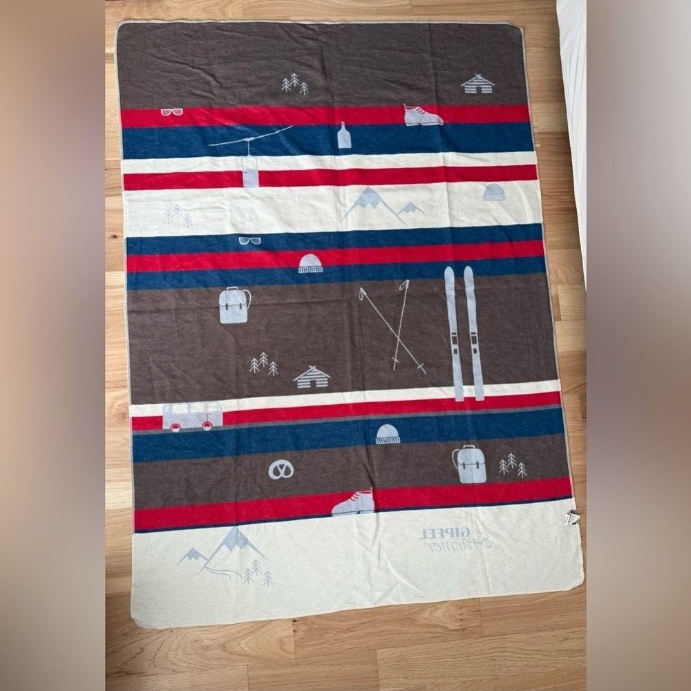 Chalet Stripe Blanket - Brown, Red, Blue